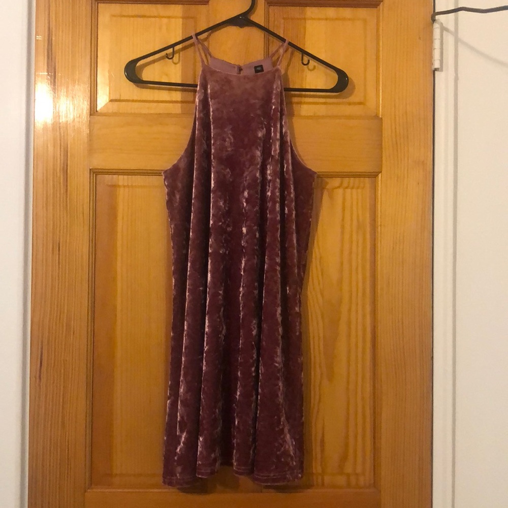 Pink velvet a-line dress